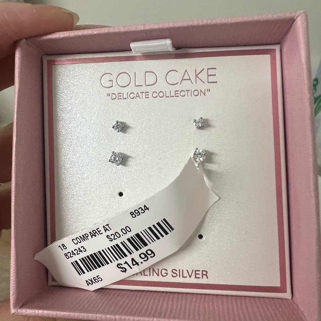 Nwt Sterling Silver Cz Stud Earrings By Gold Cake 8$